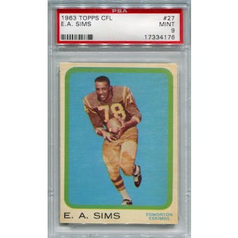 1963 Topps CFL #27 E.A. Sims (New Mexico St.) PSA 9 *4176 (Reed Buy)