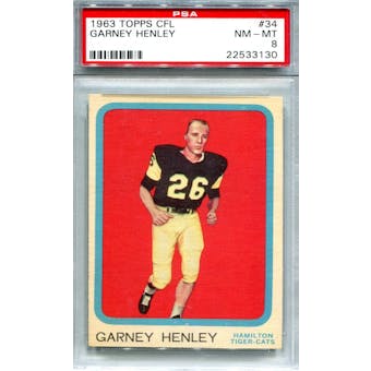 1963 Topps CFL #34 Garney Henley PSA 8 *3130 (Reed Buy)