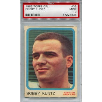 1963 Topps CFL #38 Bobby Kuntz PSA 9 *1836 (Reed Buy)