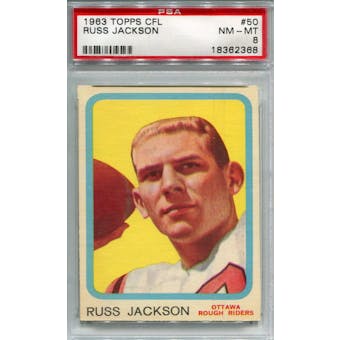 1963 Topps CFL #50 Russ Jackson PSA 8 *2368 (Reed Buy)