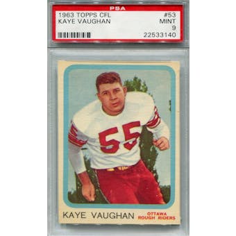 1963 Topps CFL #53 Kaye Vaughan (Tulsa) PSA 9 *3140 (Reed Buy)