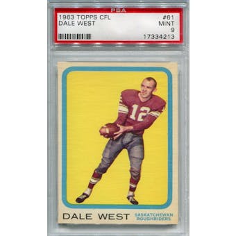 1963 Topps CFL #61 Dale West (Arizona) PSA 9 *4213 (Reed Buy)