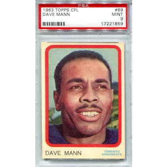 1963 Topps CFL #69 Dave Mann (Oregon St.) PSA 9 *1859 (Reed Buy)