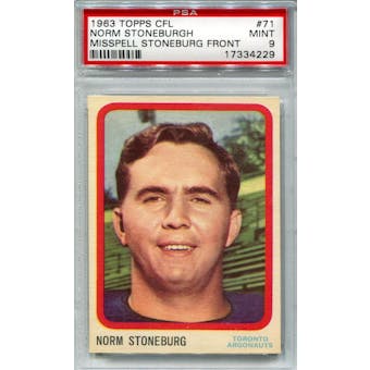 1963 Topps CFL #71 Norm Stoneburgh PSA 9 *4229 (Reed Buy)