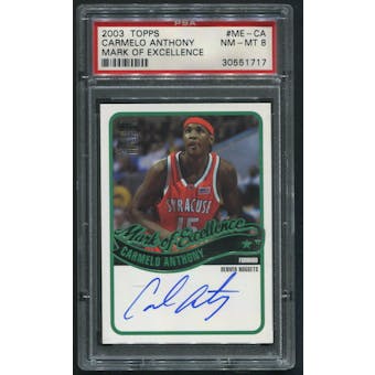 2003/04 Topps #CA Carmelo Anthony Mark of Excellence Rookie Auto PSA 8 (NM-MT)