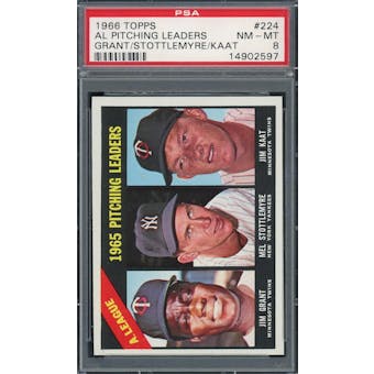 1966 Topps #224 AL Pitching Leaders PSA 8 *2597 (Reed Buy)