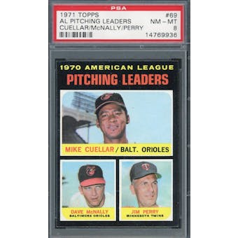 1971 Topps #69 AL Pitching Leaders PSA 8 *9936 (Reed Buy)