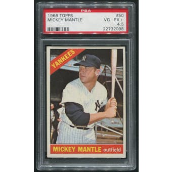 1966 Topps Baseball #50 Mickey Mantle PSA 4.5 (VG-EX+)