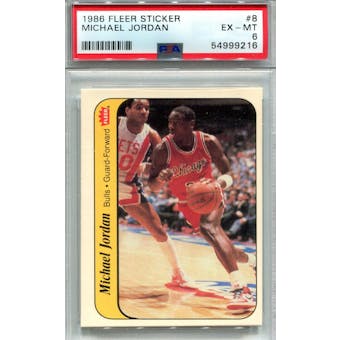 1986/87 Fleer Sticker #8 Michael Jordan PSA 6 *9216 (Reed Buy)