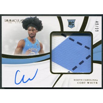 2019/20 Immaculate Collection Collegiate #88 Coby White Rookie Patch Auto #49/99