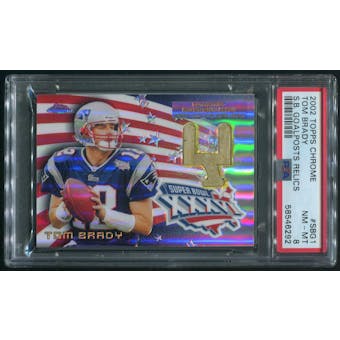 2002 Topps Chrome #SBG1 Tom Brady Super Bowl Goal Posts Relic Refractor PSA 8 (NM-MT)