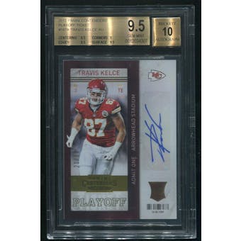 2013 Panini Contenders #187A Travis Kelce Playoff Ticket Rookie Auto #21/99 BGS 9.5 (GEM MINT)