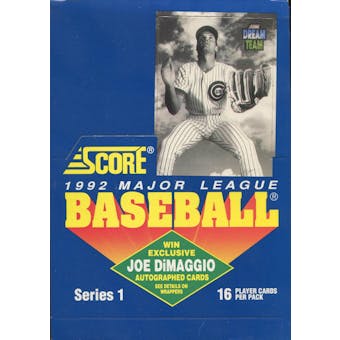 1992 Score Series 1 Baseball Wax Box