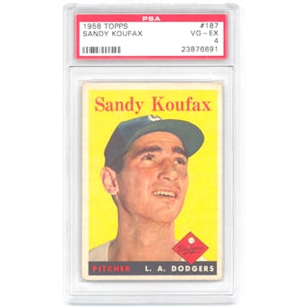 1958 Topps Baseball #187 Sandy Koufax PSA 4 (VG-EX) *6691*