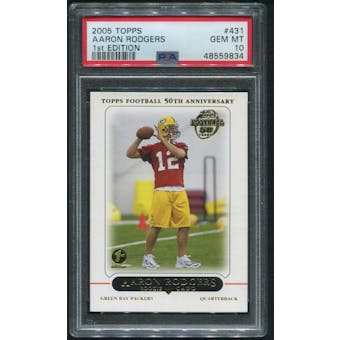 2005 Topps Football #431 Aaron Rodgers First Edition Rookie PSA 10 (GEM MT)