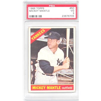 1966 Topps Baseball #50 Mickey Mantle PSA 3 (VG) *6705*