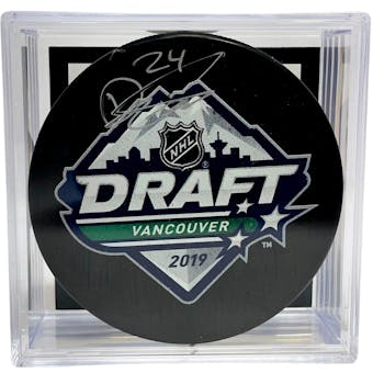 Dylan Cozens Autographed Buffalo Sabres Draft Hockey Puck (DA COA)