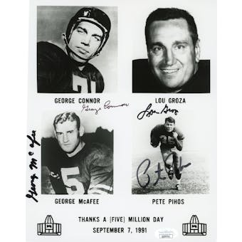George Connor/Lou Groza/George McAfee/Pete Pihos Autographed 8x10 B&W Photo JSA QQ09762 (Reed Buy)