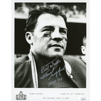 Frank Gifford Hall of Fame Autographed 8x10 B&W Photo (HOF 77) JSA QQ09769 (Reed Buy)