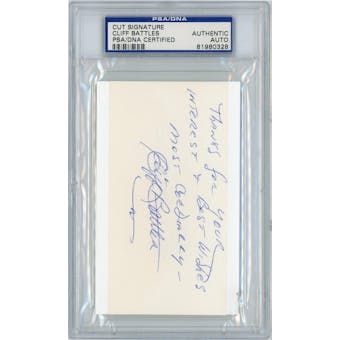 Cliff Battles Signed Cut Signature PSA/DNA AUTH Auto *0328 (Reed Buy)