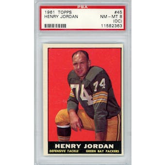 1961 Topps #45 Henry Jordan RC PSA 8OC *2363 (Reed Buy)