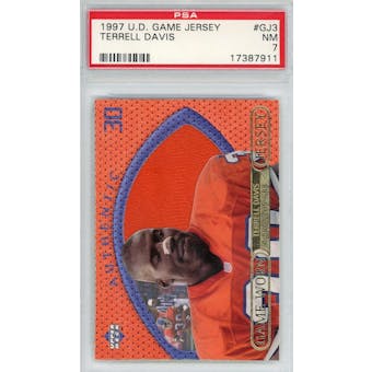 1997 Upper Deck Game Jersey #GJ3 Terrell Davis PSA 7 *7911 (Reed Buy)