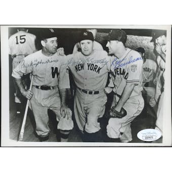 Bucky Harris/Joe McCarthy/Lou Boudreau Autographed 5x7 B&W Photo JSA QQ09670 (Reed Buy)