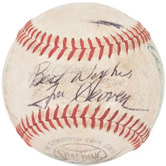 1967 New York Mets Autographed Team Signed Baseball (JSA COA) 8 Signatures