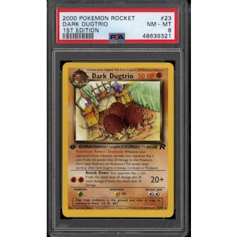 Pokemon Team Rocket 1st Edition Dark Dugtrio 23/82 PSA 8