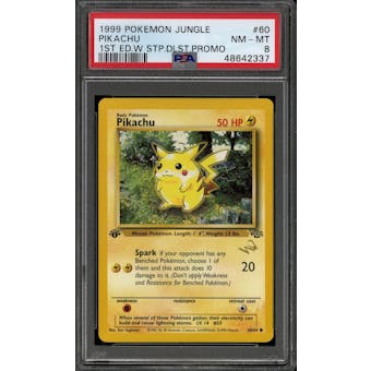 Pokemon Jungle 1st Edition W Duelist Stamp Promo Pikachu 60/64 PSA 8