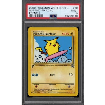 Pokemon World Collection FRENCH Promo Surfing Pikachu 28 PSA 9