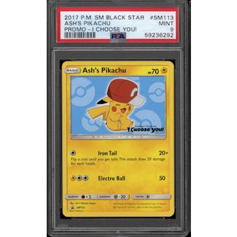 Pokemon SM Black Star Promo Ash's Pikachu SM113 PSA 9