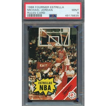 1988 Fournier Estrellas Michael Jordan Rules Card PSA 9 *8835 (Reed Buy)