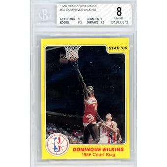 1986 Star Court Kings #32 Dominique Wilkins BGS 8 9/8.5/9/7.5 *0373 (Reed Buy)