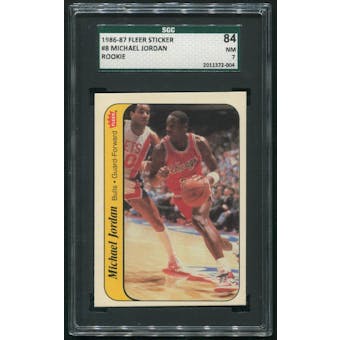 1986/87 Fleer Basketball #8 Michael Jordan Rookie Sticker SGC 7 (NM 84)