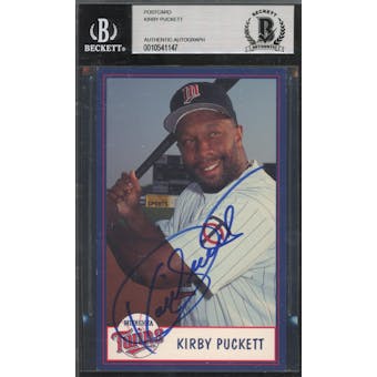 Kirby Puckett Minnesota Twins Autographed Postcard BGS Authentic Auto *1147 (Reed Buy)