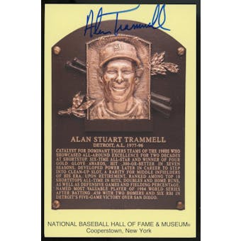 Alan Trammell Autographed Baseball HOF Plaque Postcard JSA WPP080175 (Reed Buy)