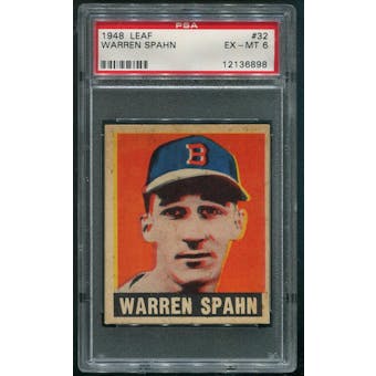 1948 Leaf Baseball #32 Warren Spahn PSA 6 (EX-MT)