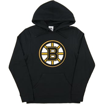 Boston Bruins Majestic Black Felt Tek Patch Dual Blend Fleece Hoodie (Adult Large)