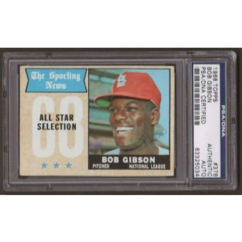 1968 Topps Bob Gibson #378 Autographed Card PSA Slabbed (5034)