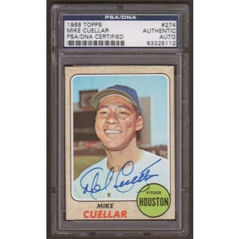 1968 Topps Mike Cuellar #274 Autographed Card PSA Slabbed (5112)