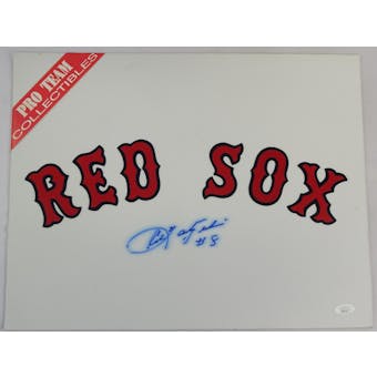 Carl Yastrzemski (#8) Autographed Boston Red Sox Authentic Uniform Logo 14x18 JSA RR77102 (Reed Buy)