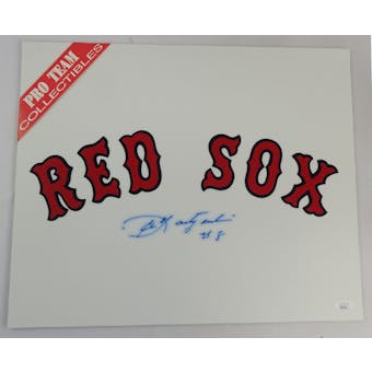 Carl Yastrzemski (#8) Autographed Boston Red Sox Authentic Uniform Logo 14x18 JSA RR77100 (Reed Buy)