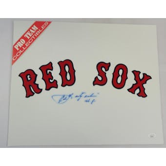 Carl Yastrzemski (#8) Autographed Boston Red Sox Authentic Uniform Logo 14x18 JSA RR77097 (Reed Buy)