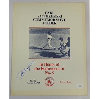 Carl Yastrzemski Autographed Boston Red Sox Commemorative Folder JSA RR77039 (Reed Buy)