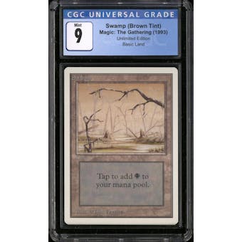 Magic the Gathering Unlimited Swamp (Brown Tint) CGC 9 NEAR MINT (NM)