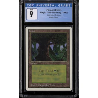 Magic the Gathering Unlimited Forest (Eyes) CGC 9 NEAR MINT (NM)