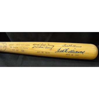 Bill Terry/Ted Williams Autographed Louisville Slugger "Last of .400 Hitters" #/100 JSA XX07570 (Reed Buy)