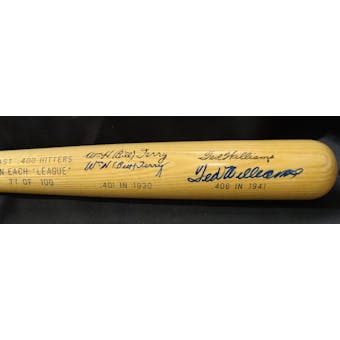 Bill Terry/Ted Williams Autographed Louisville Slugger Bat ".400 Hitters" #/100 JSA XX07576 (Reed Buy)