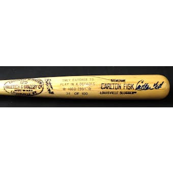 Carlton Fisk Autographed Louisville Slugger "4 Decades" #/100 JSA RR92892 (Reed Buy)
